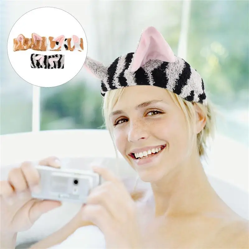 

3pcs Lovely Cat Ear Cartoon Yoga Headband Head Wraps Washing Hair Band Makeup Hair Hoop