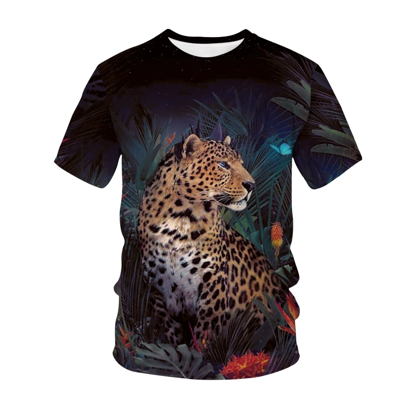 Модные 3D с леопардовым принтом на каждый день в стиле Харадзюку для женщин Летняя