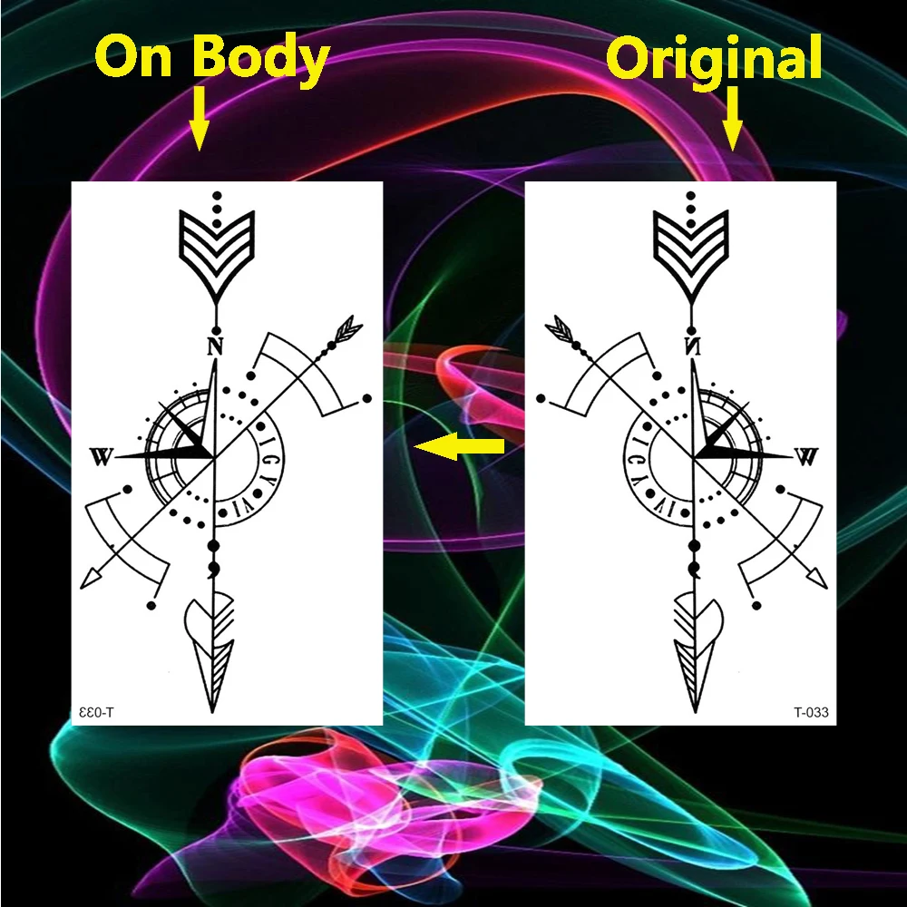 Водостойкие минималистичные геометрические компасы временные татуировки