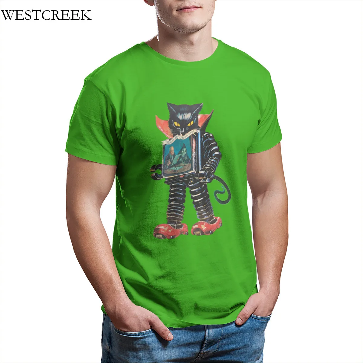 

Wholesale Men's T-Shirt Nightmare Machine Short Sleeve Oversized Round Collar Tees 34783