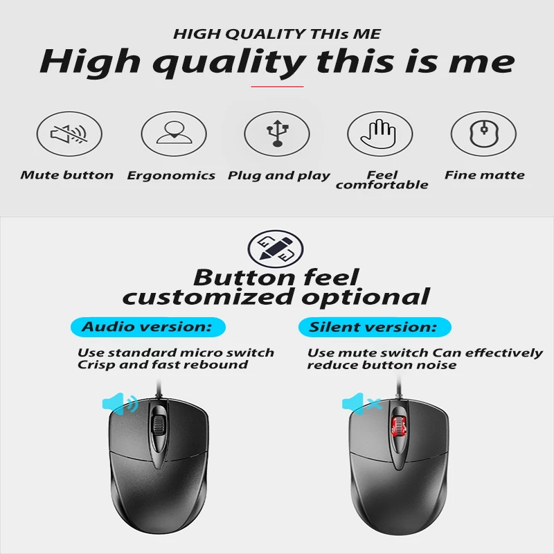 Проводная игровая мышь с 3 кнопками 1200DPI эргономичная оптическая USB компьютерная