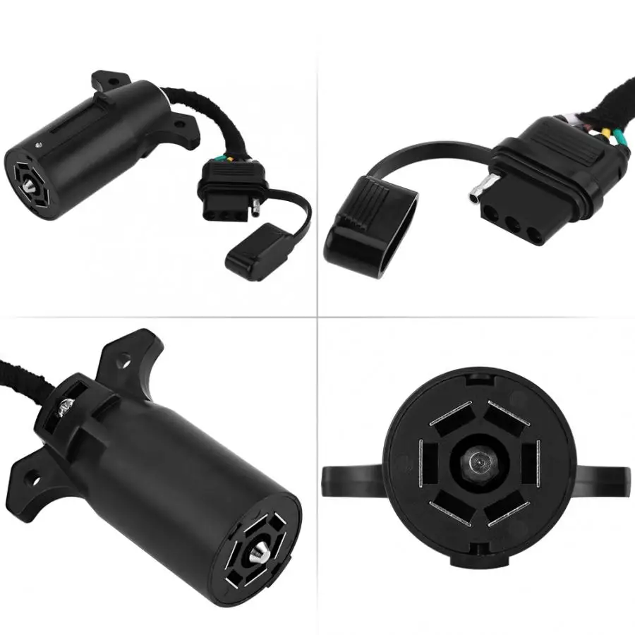 Trailer Socket A 6-24V 7 to 4 Pin Plug Adapter Blade Round Connector Converter for Caravan Towbar car accessories | Автомобили и