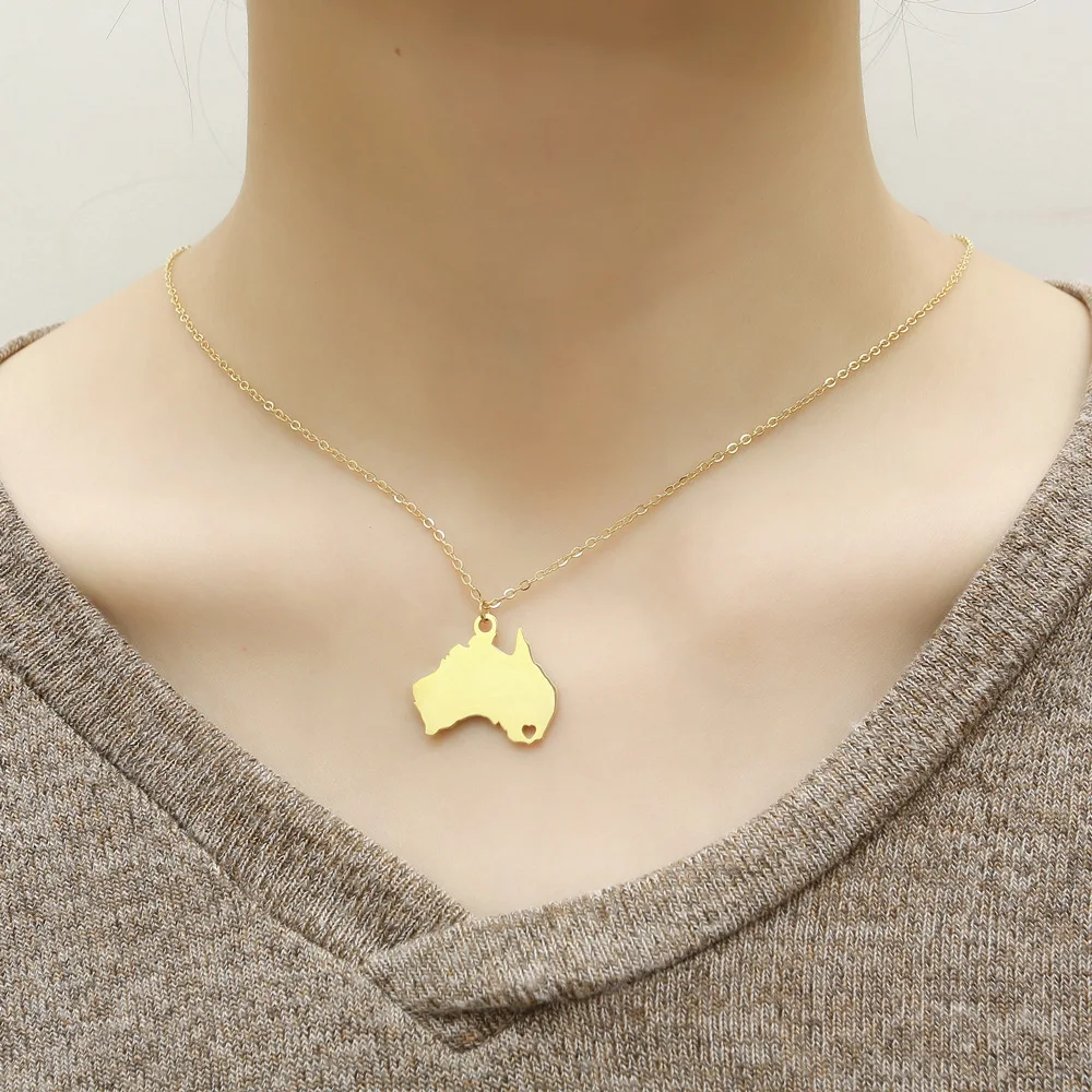 Legenstar Очаровательное ожерелье с подвеской карта Австралии чокер золото серебро
