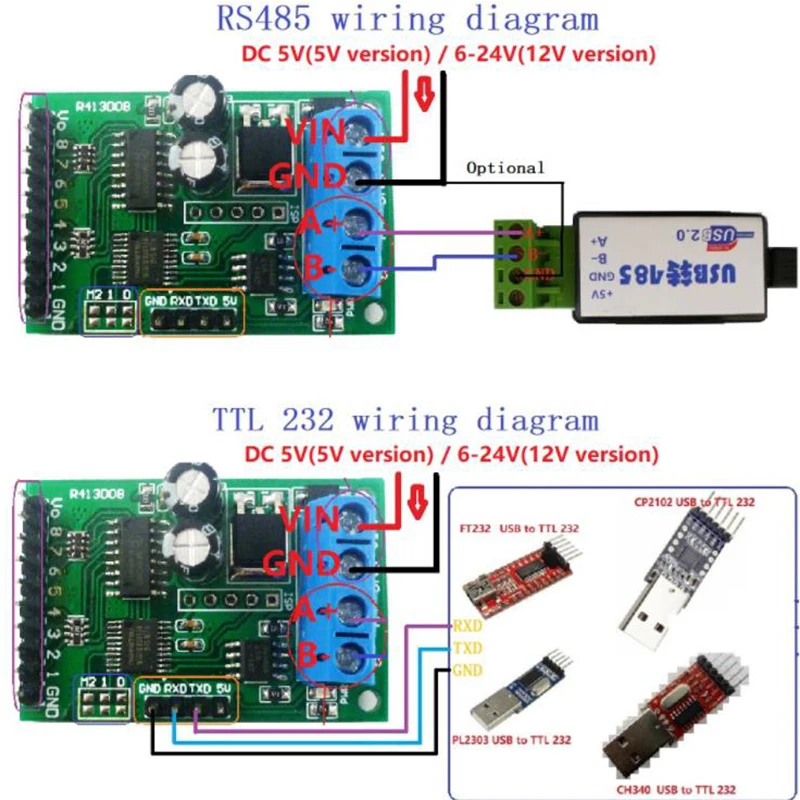 DC 5-24 В 8-канальный модуль RS485 Modbus Rtu протокол AT Command Многофункциональное реле ПЛК