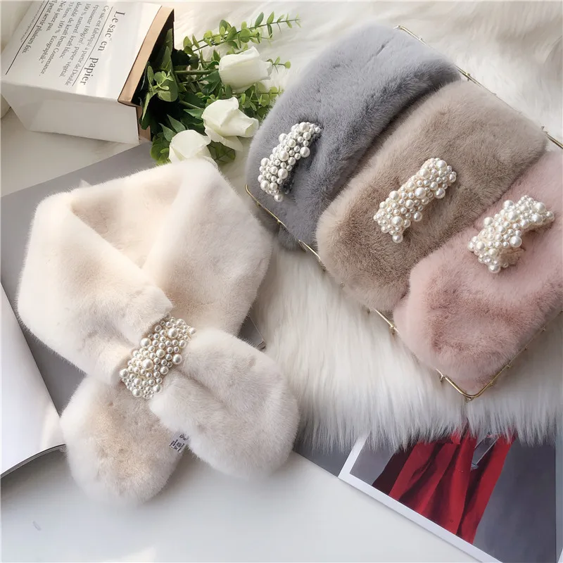 

2021 New Rabbit Hair Bib Women's Autumn And Winter Fur Trend Fashion, Fur Scarf Pure Color Plush