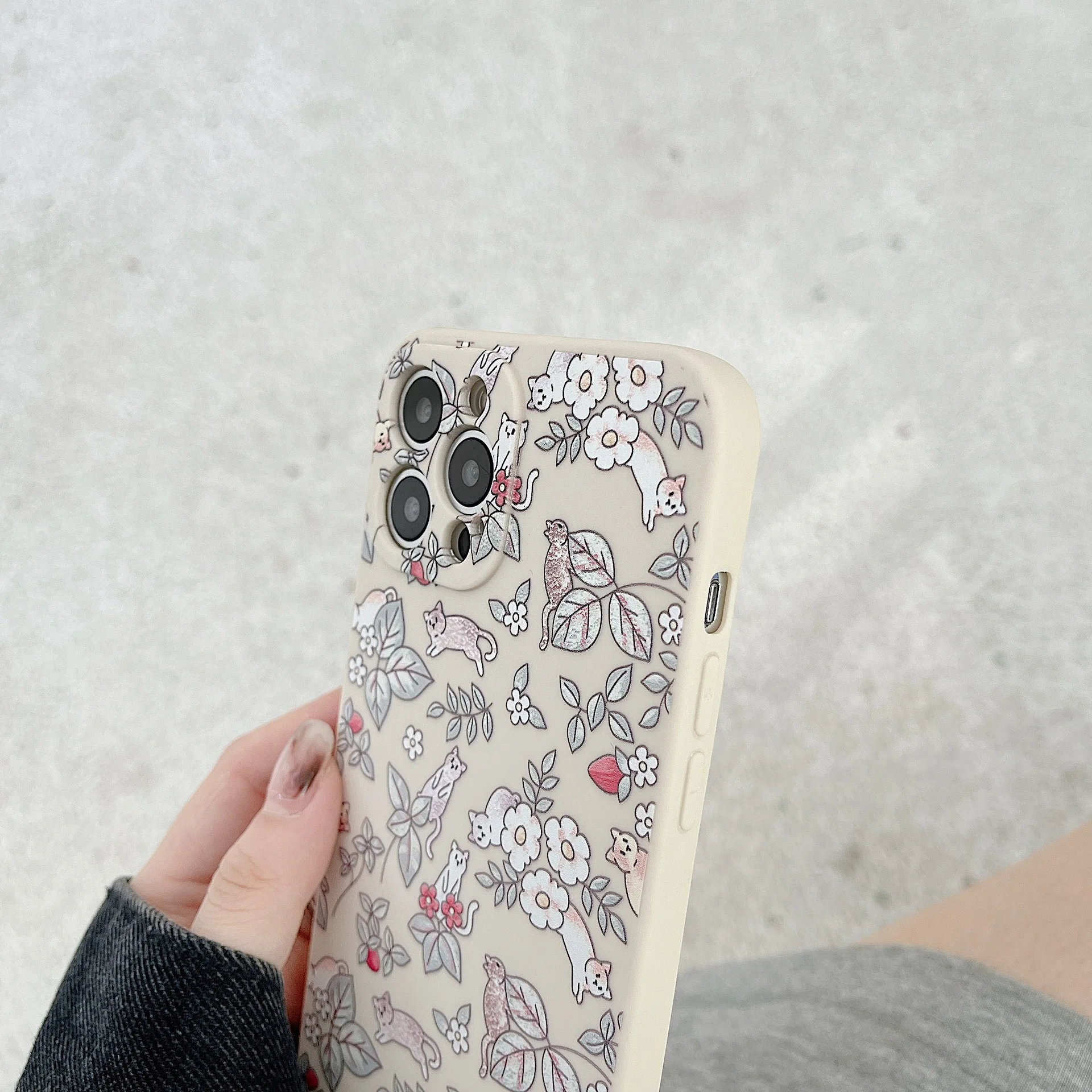 retro kawaii flower bush cat kitten illustration phone case for iphone 11 12 pro max xs max xr xs 7 8 plus 7plus case cute cover free global shipping
