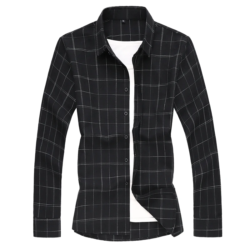 

Мужская рубашка в клетку, с длинным рукавом, весна-осень, 2021, 5XL, 6XL, 7XL, размера плюс