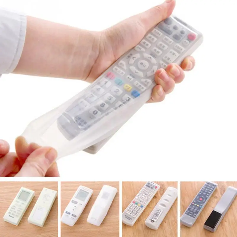 4 Sizes Silicone Storage Bags TV Remote Control Dust Cover  Protective Holder Organizer Home Transparent Accessory Home Decor