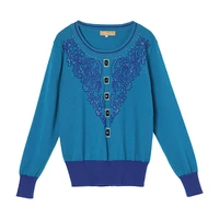 pure cashmere sweater women pullover o neck blue embroidery natural fabric soft warm high quality free shipping