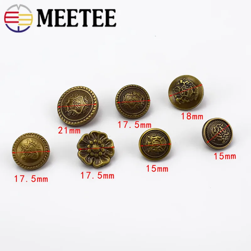 Meetee 50 шт. 12 5-25 мм пластиковые бронзовые круглые пуговицы с хвостовиком пальто