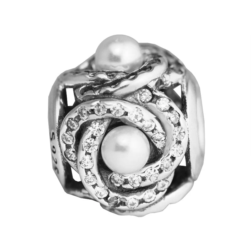 

Бусины-шармы из серебра 100% пробы, 925 пробы, с белым жемчугом