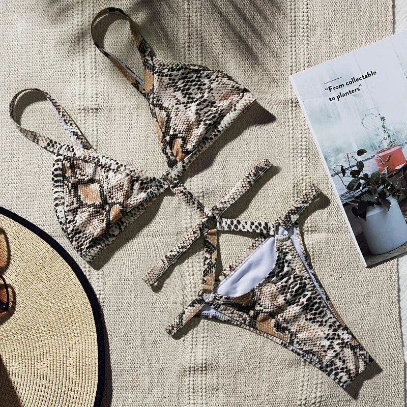 In X бандажный бикини с принтом змеи Цельный купальник женский сексуальный