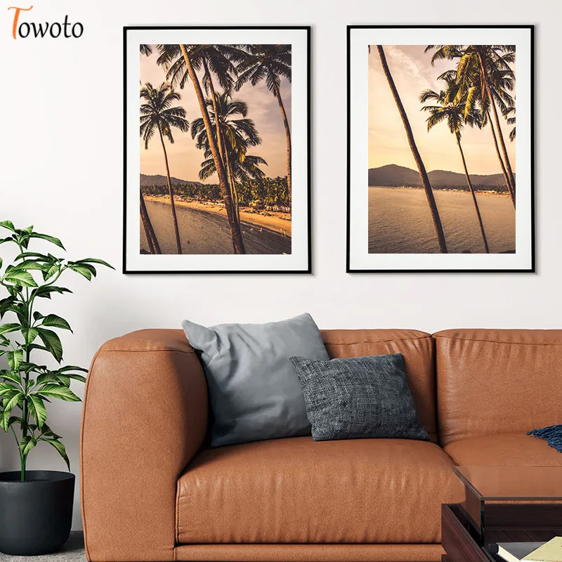 Берегового ландшафта настенные картины искусство закат с изображением