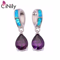 cinily created blue white fire opal purple blue zircon silver plated wholesale for women jewelry stud earrings 78 oh4174 75