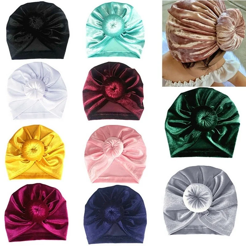 

Toddler Kids Knot Beanie Head Wrap Hat Velvet Stretchy Headband