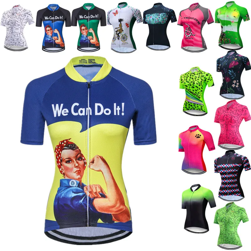 

We Can Do It Women's Cycling Jersey Summer Bike Jersey Tops Quick Dry Bicycle mtb Jersey Pro Team Cycling Shirt Maillot Ciclismo