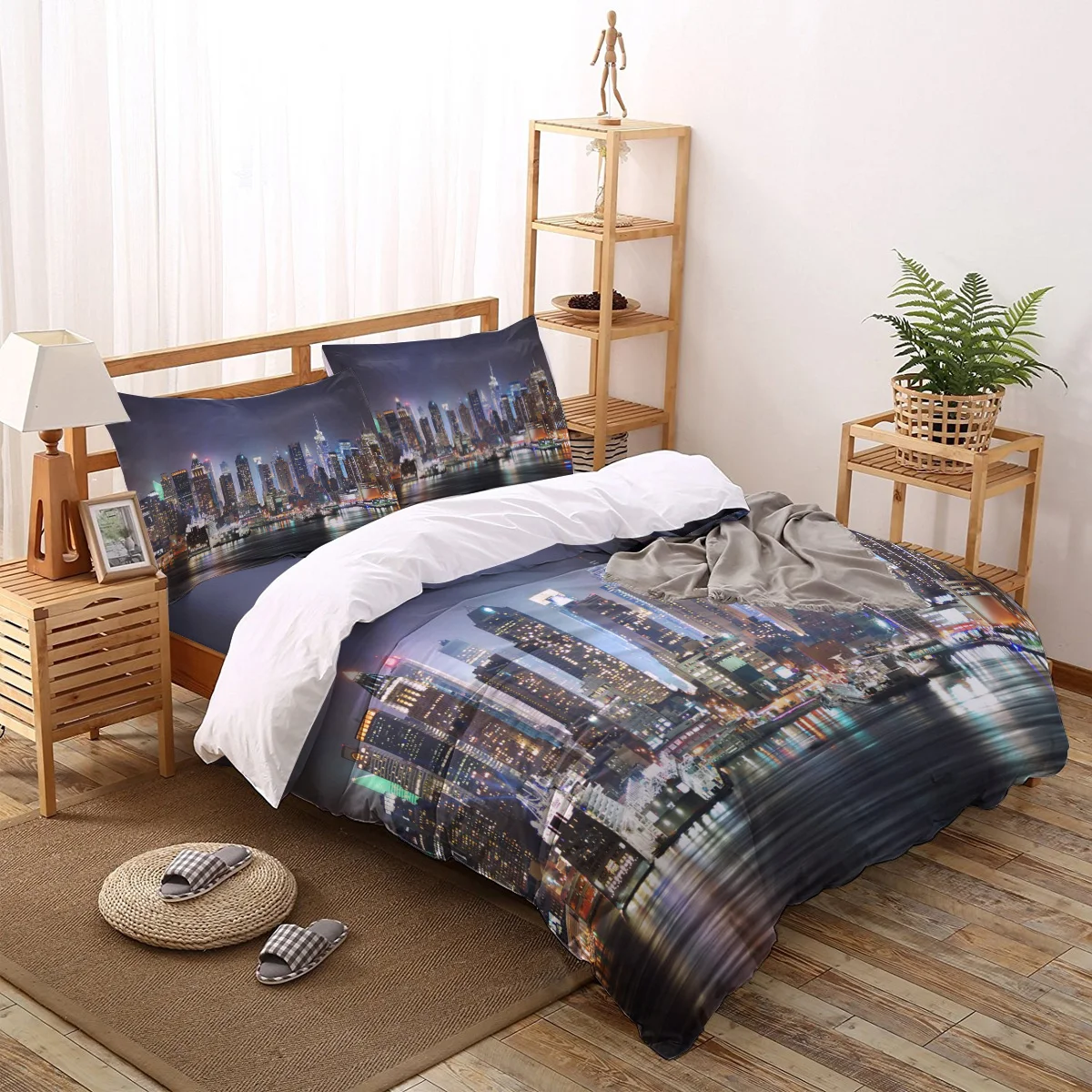 

City Night Bedding Set Duvet Cover Set Fashion Design Bed Printing Pillowcase Bed Linen Queen Size Home Textile