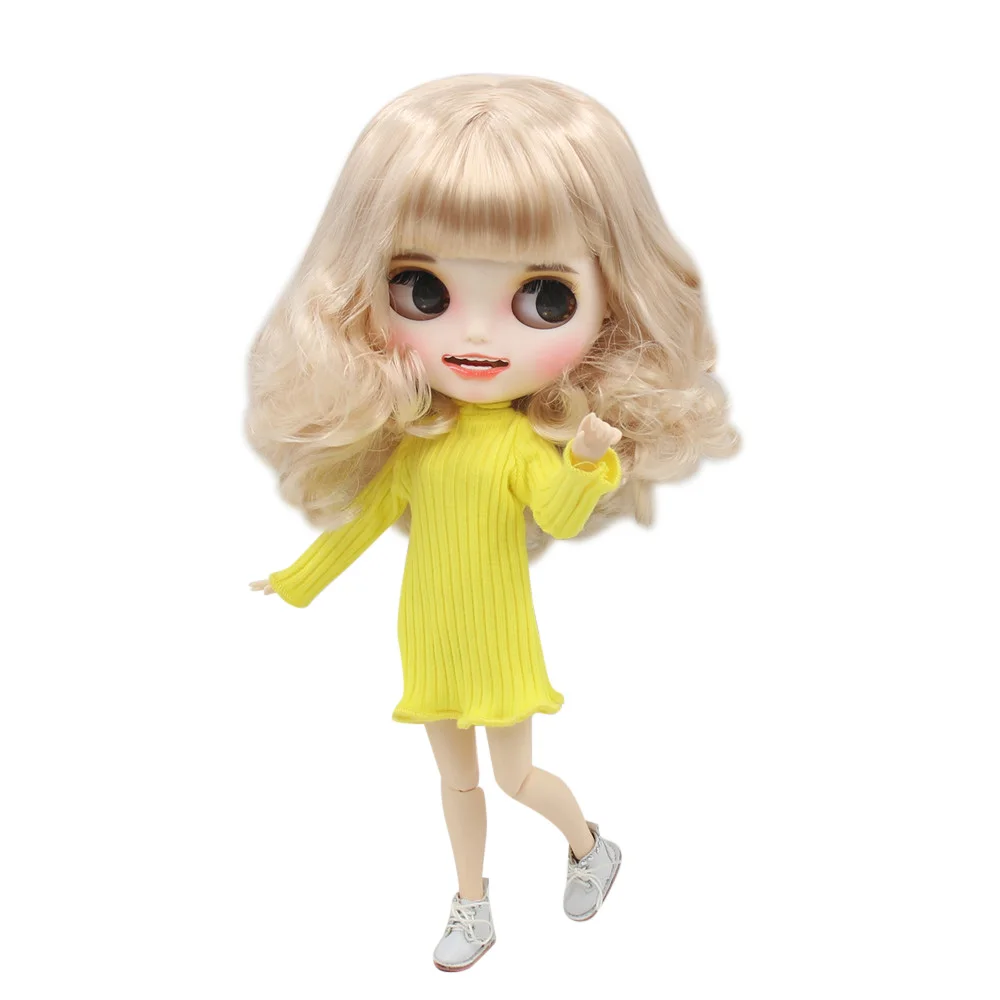 Кукла блайз ICY DBS с белой кожей ручная роспись спящие глаза улыбка рот шарнирное