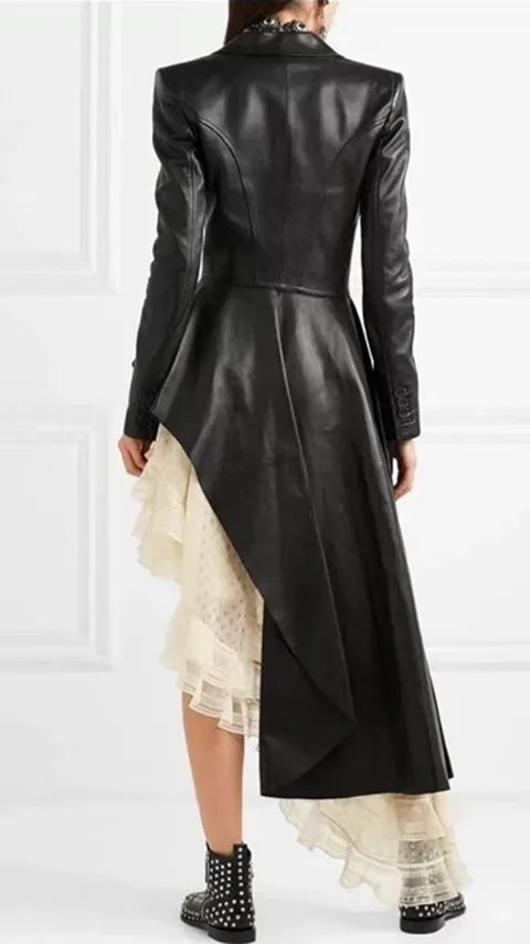 GETSPRING Женский блейзер асимметрия из искусственной кожи для женщин костюм Блейзер