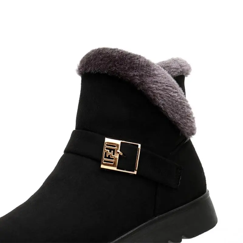 Sneakers Women boots 2022 warm plush solid flock snow boots women casual shoes zipper winter shoes woman ankle boots