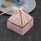 100 шт. Свадебные сувениры для гостей оптом мраморная розовая Darl зеленая Подарочная коробка Bonbonniere конфеты леденцы украшения для вечеринки с лентой