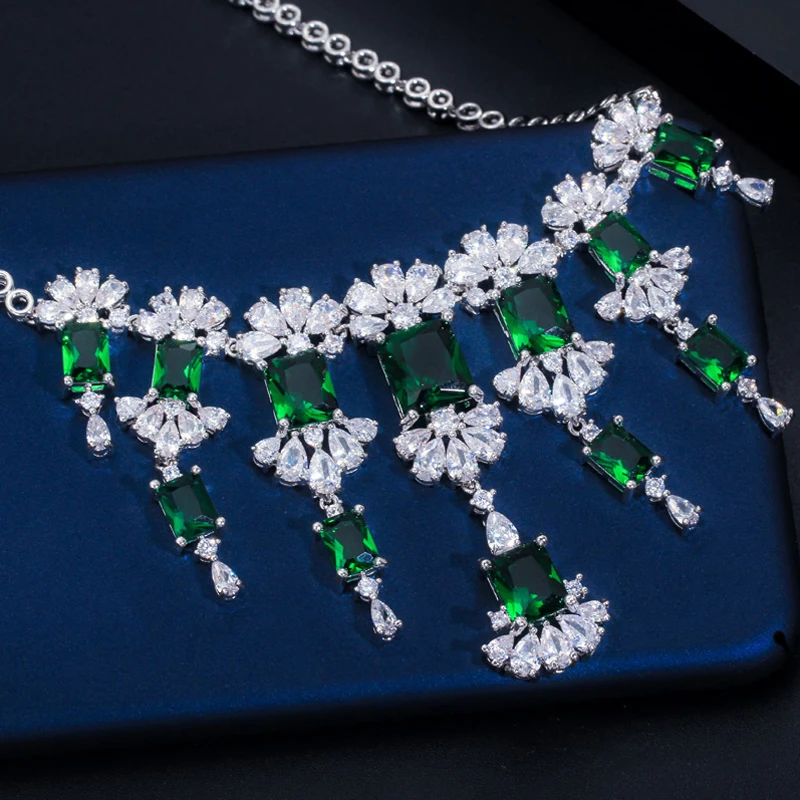 BeaQueen очаровательный зеленый фианит свадебные аксессуары для одежды длинные