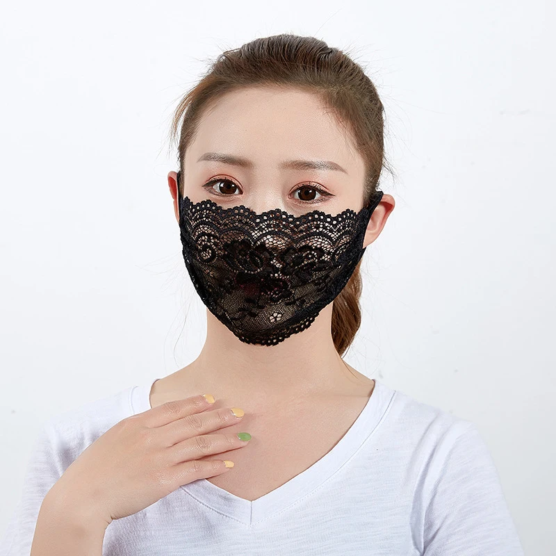 Сексуальная черная кружевная Маска для женщин и девушек однослойная дышащая