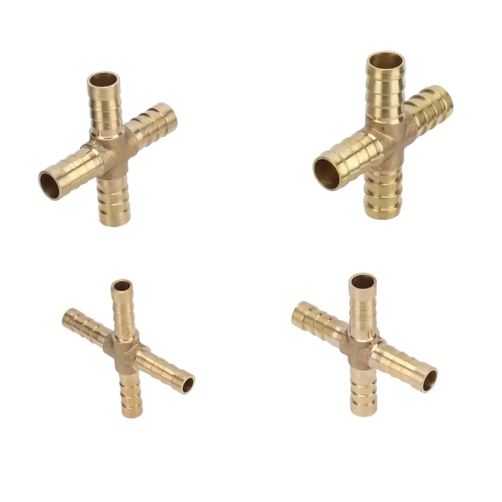 

Cross Shaped Brass Pipe Fitting 4-Way 6mm 8mm 10mm 12mm Garden Hose Connector Joint Copper Barbed Coupler Adapter Coupling 1 Pc