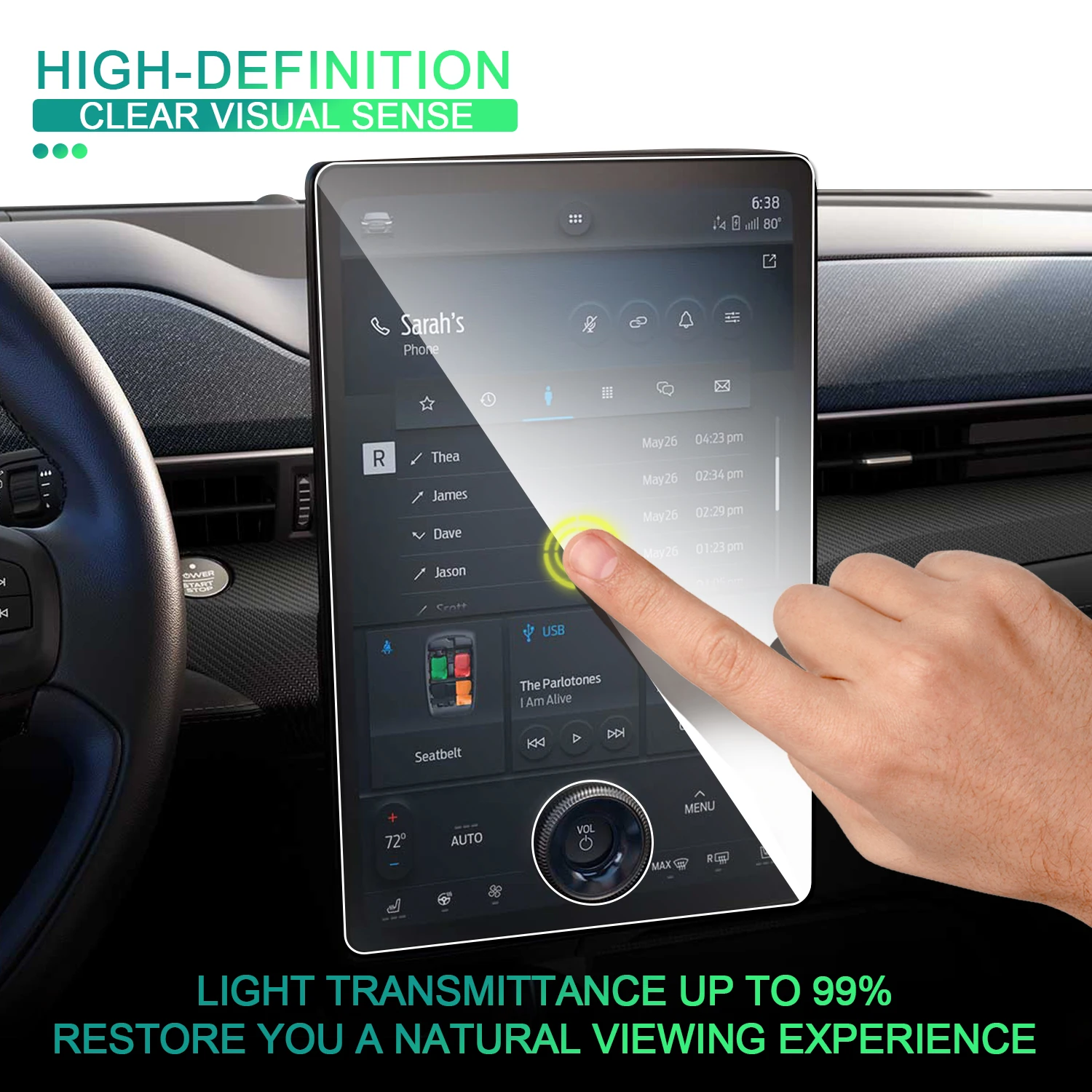ruiya for mustang mach e 2021 15 5 inch car navigation touch screen protector auto interior accessories tempered glass film free global shipping