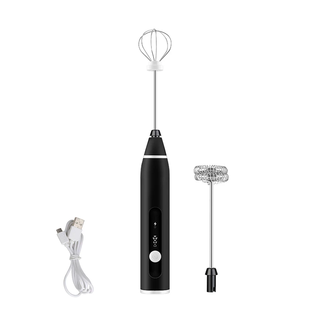 

3-Speeds Electric Whisk Coffee Milk Drink Frother Foamer Mixer USB Rechargeable Handheld Food Blender Kitchen Tools Bake