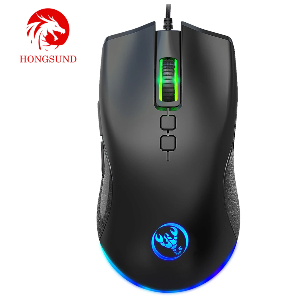 Мышь Hongsund 7D игровая Проводная с Цветной подсветкой 6400 точек/дюйм | Компьютеры и