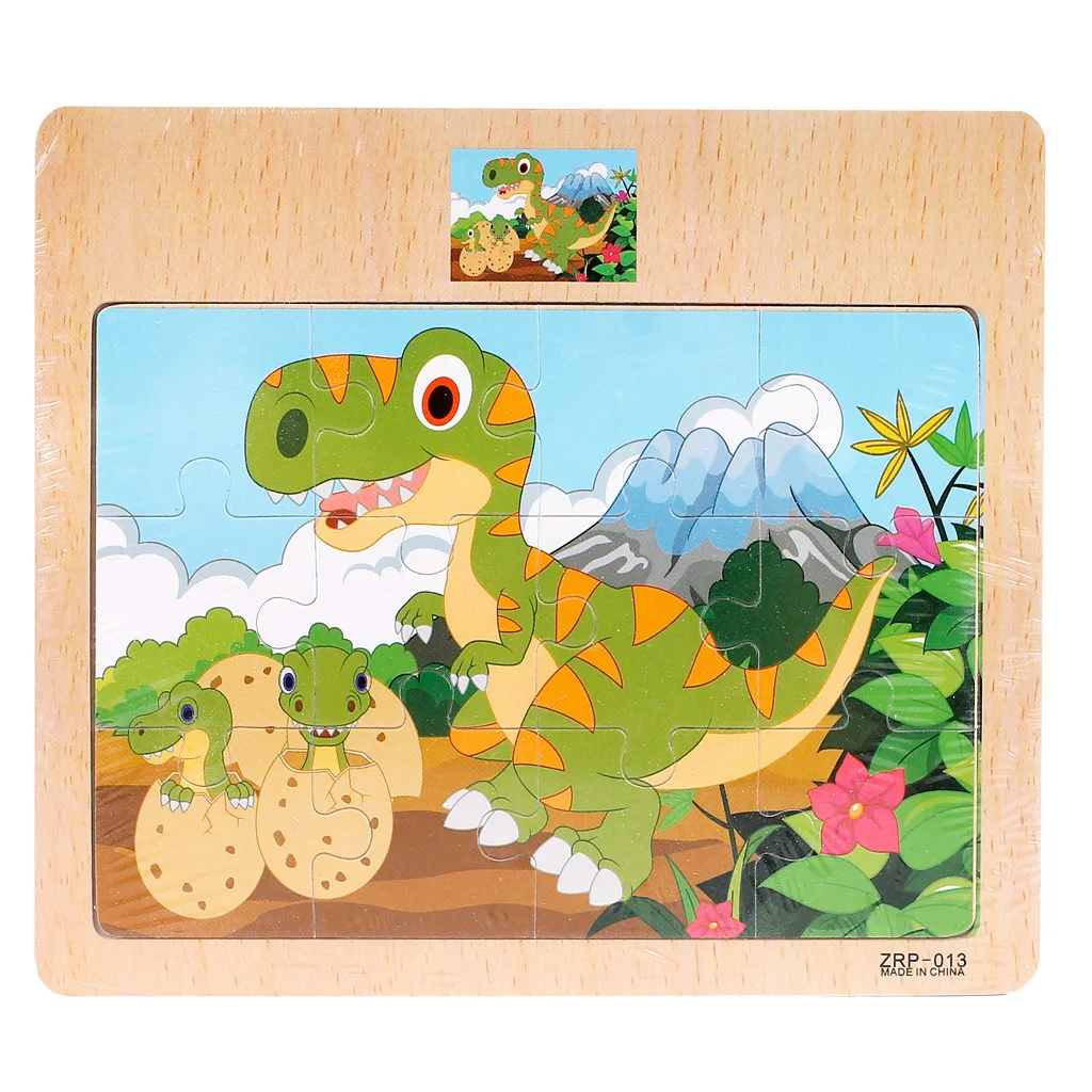 

HIINST 12pcs Cartoon Dinosaur Wooden Jigsaw Puzzles Toys Children Cartoon Animal Learning Puzzle Toys Kids educational Toys 2021