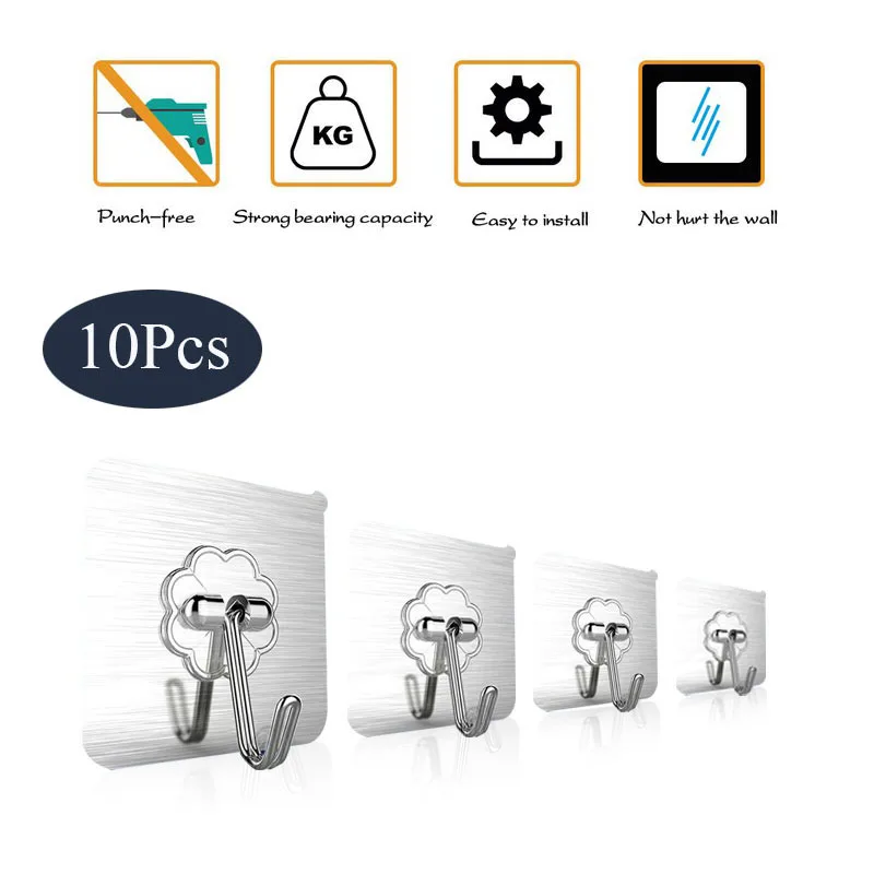 

10/20Pcs Silver/Gold/Transparent Adhesive Hook For Hanging Door Hooks For Kitchen Suction Heavy Load Rack Cup Sucker Bathroom