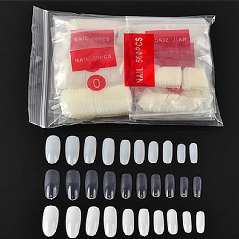 Oval Nail Piece Pointed Plastic False Nail Piece Beautiful Radian Durable Nail Piece Round Head Oval Different Kinds Nail Piece