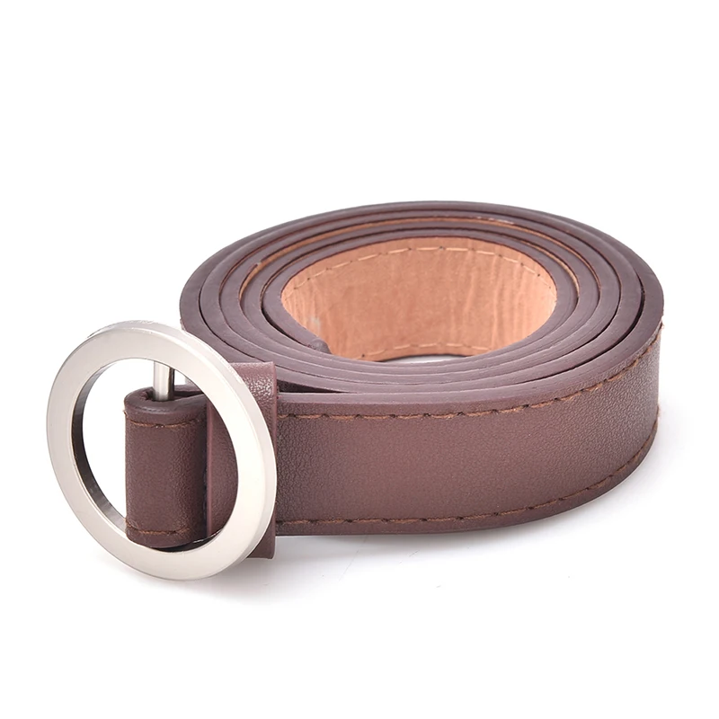 105cm Girls Fashion Belts Leather Round Metal Pin Buckle Waist Belt Waistband