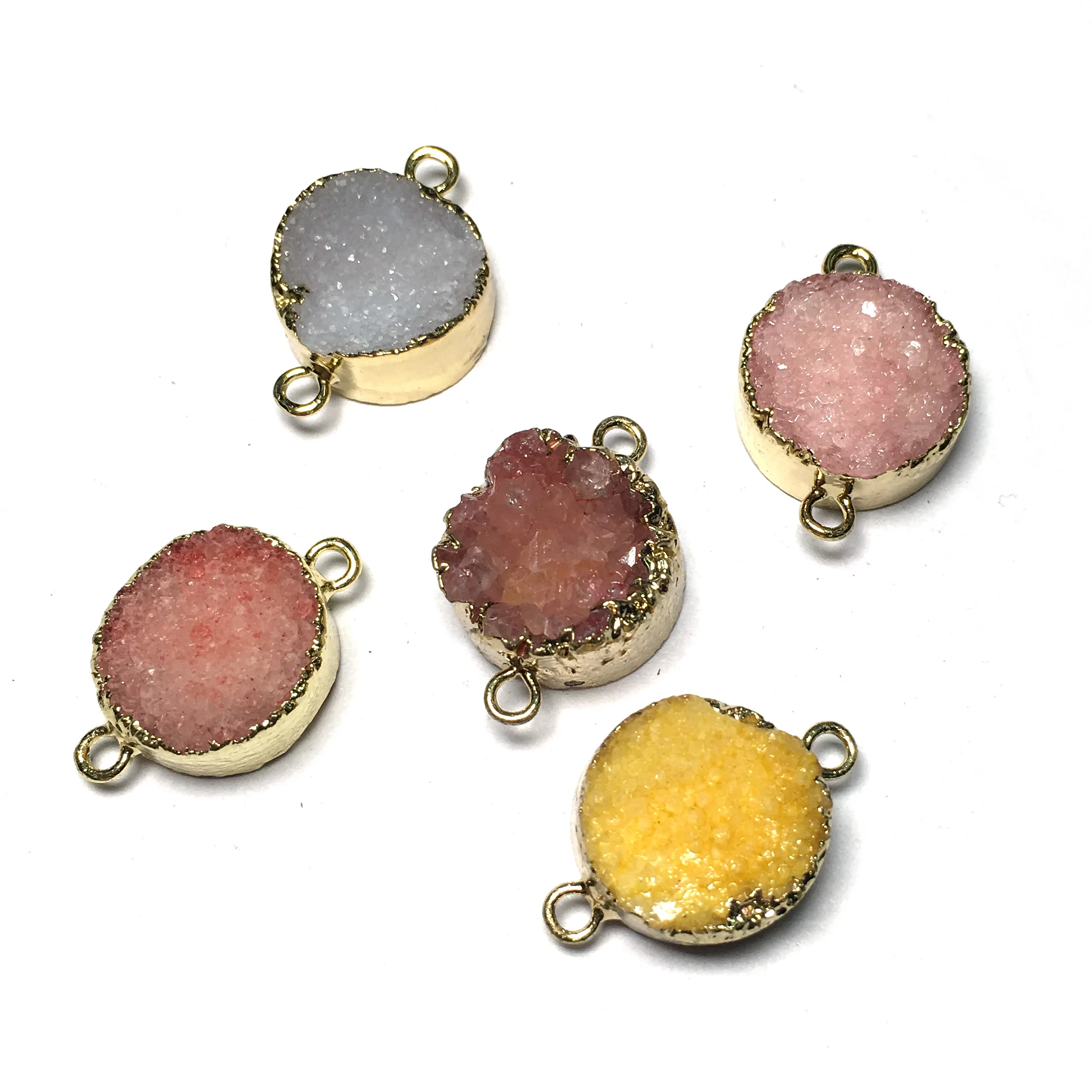 1pc natural round crystal agate random color connector fashion jewelry DIY bracelet necklace charm | Украшения и аксессуары