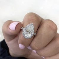 classic 925 sterling silver simulated diamond wedding engagement cocktail white pink topaz drop rings finger for women jewelry