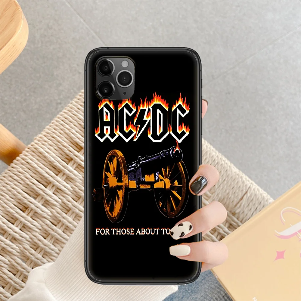 

ac-band-dc Phone Case Cover Hull For iphone 5 5s se 2 6 6s 7 8 12 mini plus X XS XR 11 PRO MAX black painting cover luxury