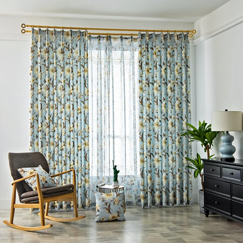 

Modern Blackout Curtains Magnolia flo Pattern For Living Room Window Bedroom shading Ready Made Finished Drapes Blinds 2JL698 C