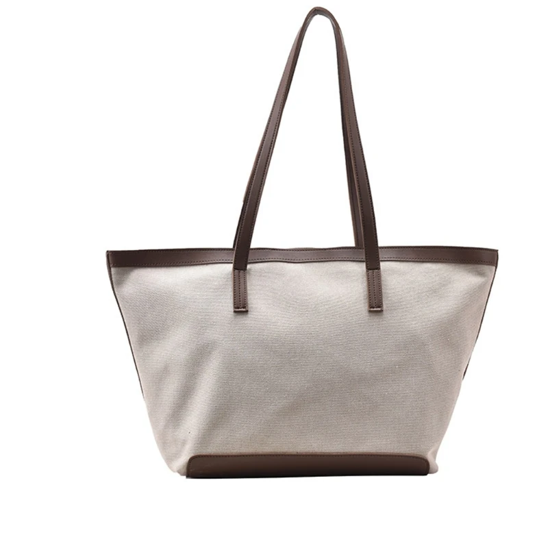

Women Girls Large Capacity Canvas Tote Shopping Bag Japanese Style Vintage Casual Simple Solid Color Business Shoulder Handbag