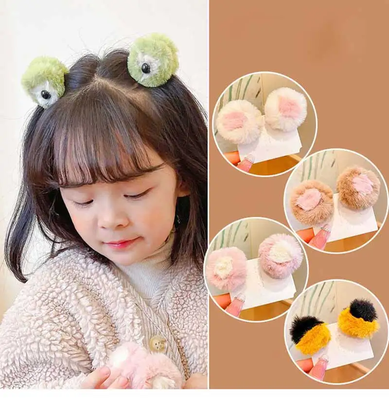 

ncmama 2Pcs/lot 3D Cartoon Animal Hair Clip Cat Ear Clip Plush Small Hair Claw For Women Girls Hair Accessories New Arrival
