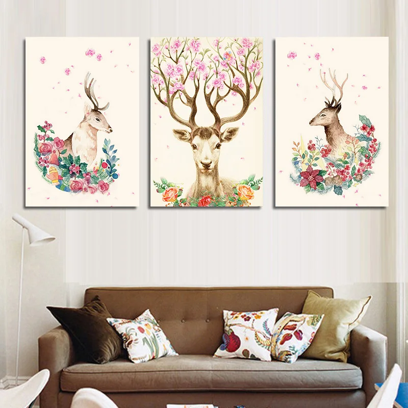 Олень с обнаженной женщины настенный Арт холст живопись скандинавские плакаты
