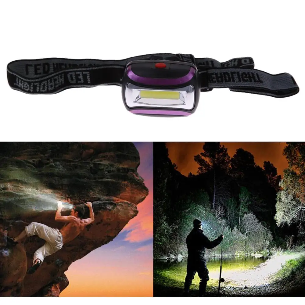 Mini COB LED Headlights Outdoor Camping Mountain Climbing Flashlight Hiking Night Fishing Lights Battery Powered