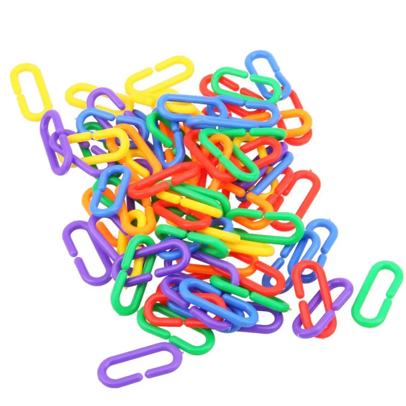  Colorful 100pc C-clips Hooks Chain C-links Glider Parrot Bird Cage Toy Rat Stairs Pet Products for Parrots Parakeets | Дом и сад