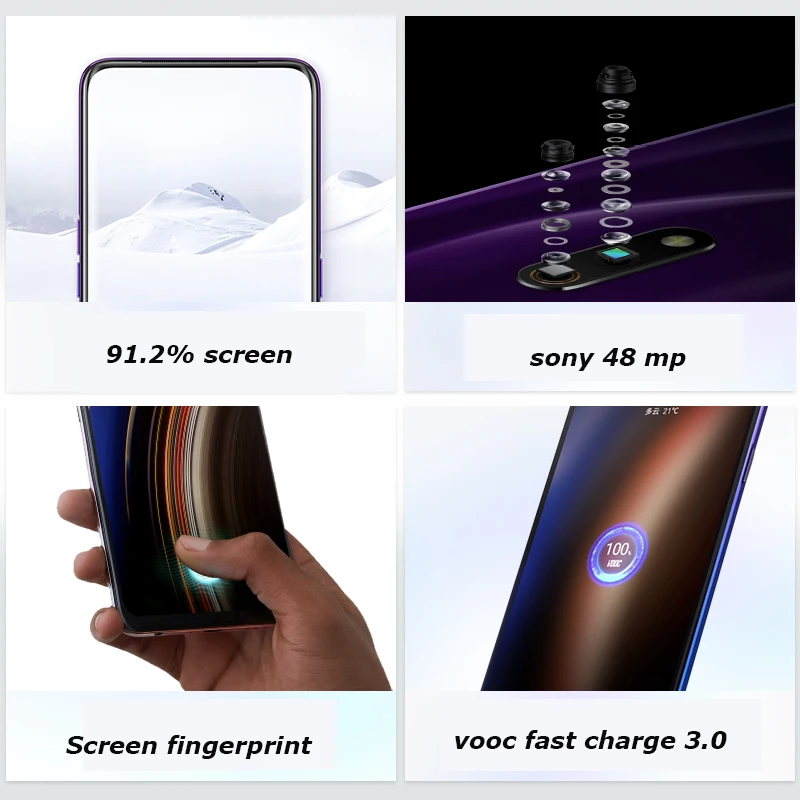 Версия CN OPPO Realme X (RMX1901) 6 53 &quotAndroid 9 0 2340X1080 4/6/8 ГБ 64/128 ROM 48.0MP отпечаток пальца Snapdragon 710