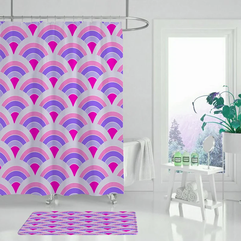 Занавеска для душа с природным пейзажем Весенняя Геометрическая занавеска