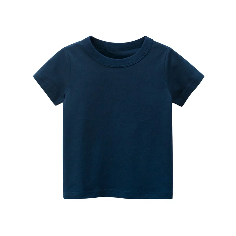 

Solid Color Short Sleeve Cotton T-shirt for Boys and Girls O Neck Casual Kids Clothes Blue White Grey Color Summer Tshirt Tops