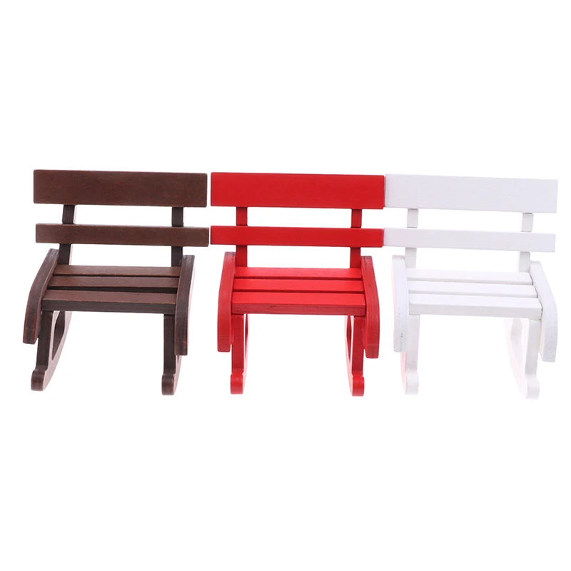 

1:12 Dollhouse Wooden Miniature Furniture Rocking Chair Hemp Rope Seat For Dolls House Accessories Decor Toys