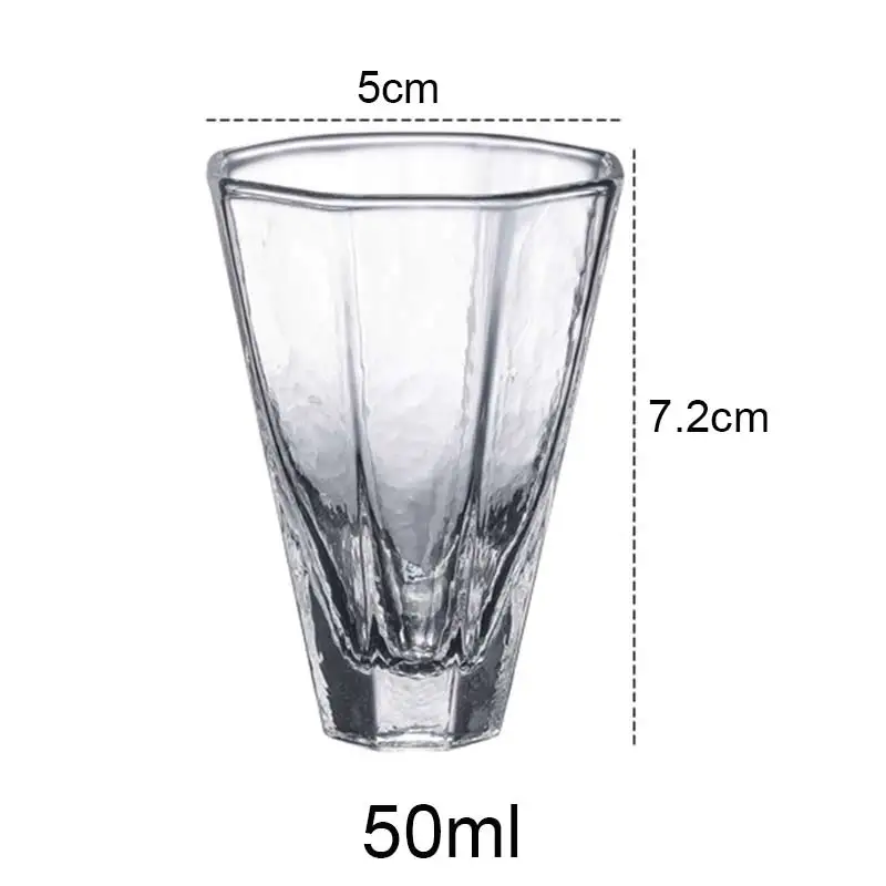 2Pcs Japanese Shot Glass Cup Creative Hammer Pattern Wine Glasses Heat-resistant Kungfu Tea Home Office Drinkware 50ml Gifts | Дом и сад