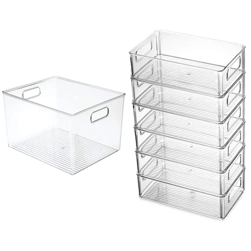 

7 шт., прозрачная коробка для хранения в холодильнике, 1 шт., 29x20x15 см и 6 шт., 29x20x15 см